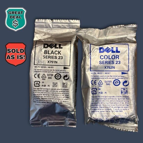 Dell Series 23 Rare New Black & Color Ink Cartridges X751N X752N Factory Sealed! - Picture 1 of 4